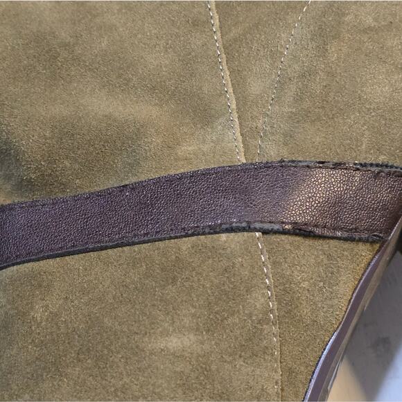 Colin Stuart Moss Green Tall Suede Wide Calf Boots Size 8.5 - Picture 16 of 16